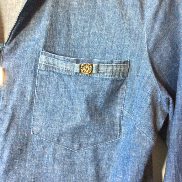 Anne Klein Denim Shirt With Zipper Closure in Front &  3/4 Sleeves Size P/S - Picture 4 of 8